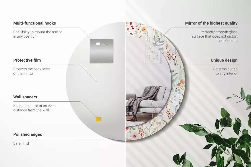 Kulaté zrcadlo s potiskem Divoké květiny