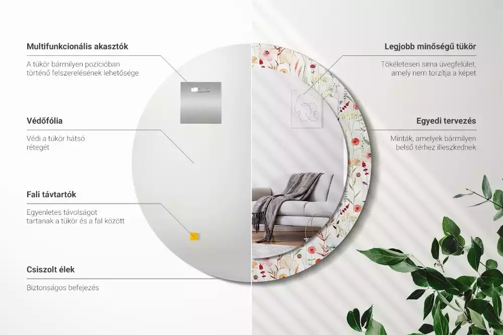 Kulaté zrcadlo s potiskem Divoké květiny