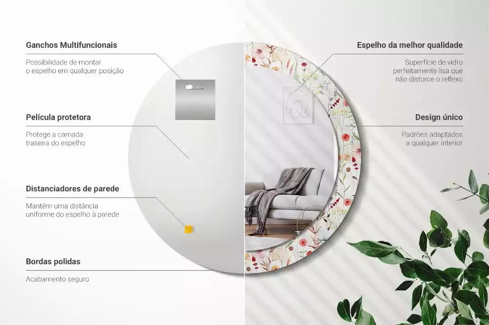 Kulaté zrcadlo s potiskem Divoké květiny