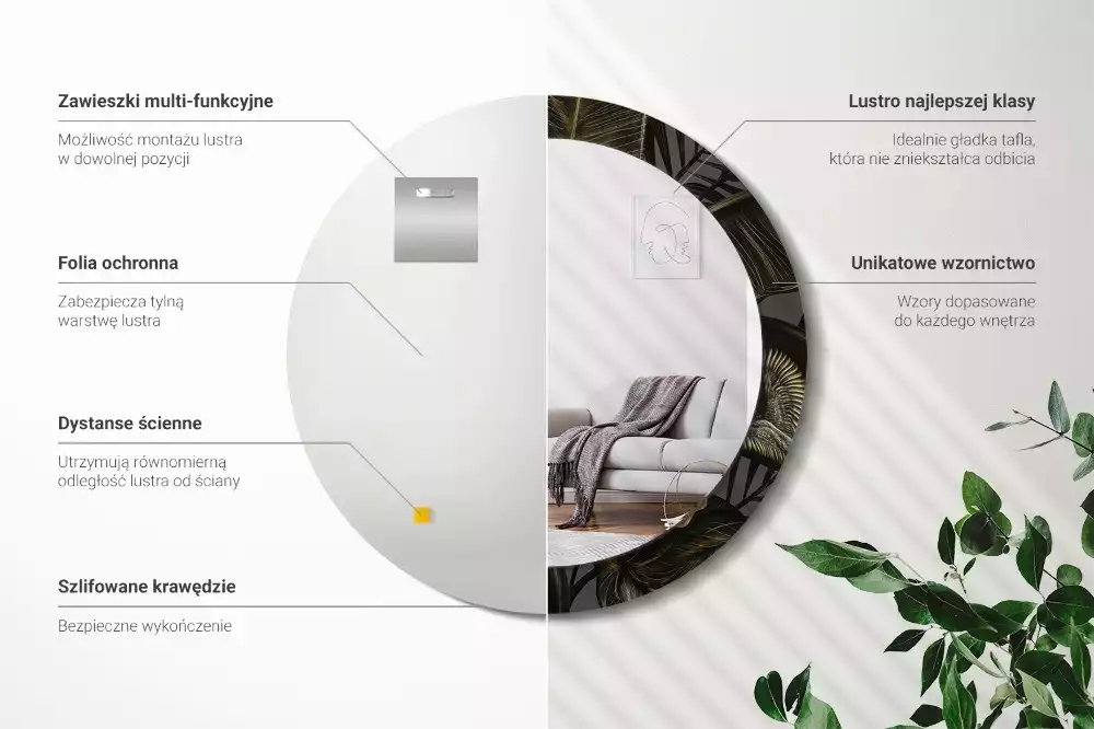 Kulaté dekorativní zrcadlo na zeď Květy ibišku