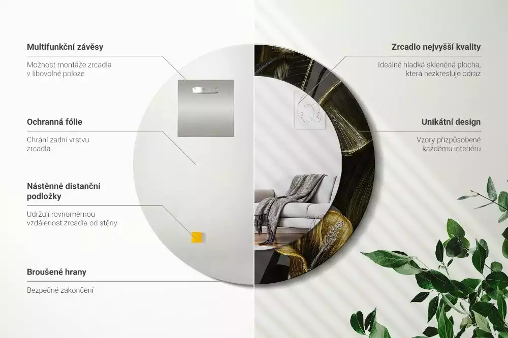 Kulaté dekorativní zrcadlo na zeď Květy ibišku