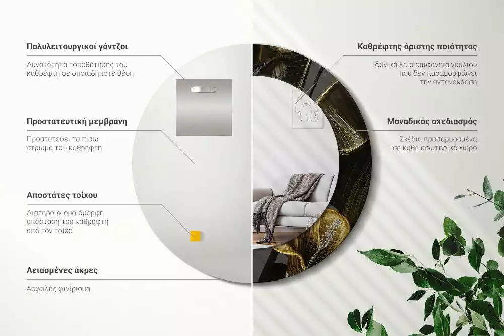 Kulaté dekorativní zrcadlo na zeď Květy ibišku