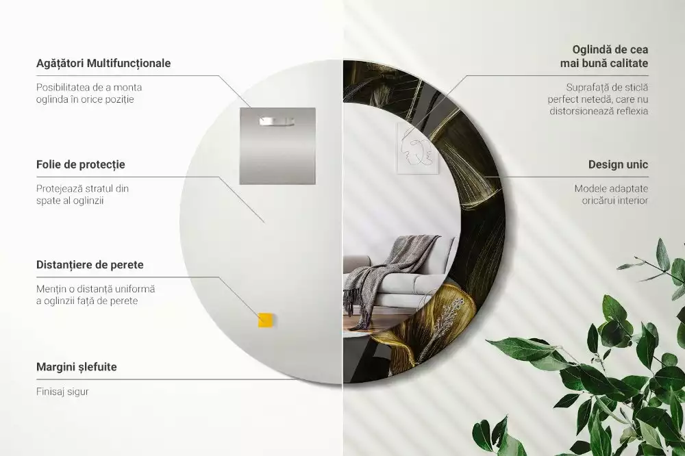 Kulaté dekorativní zrcadlo na zeď Květy ibišku