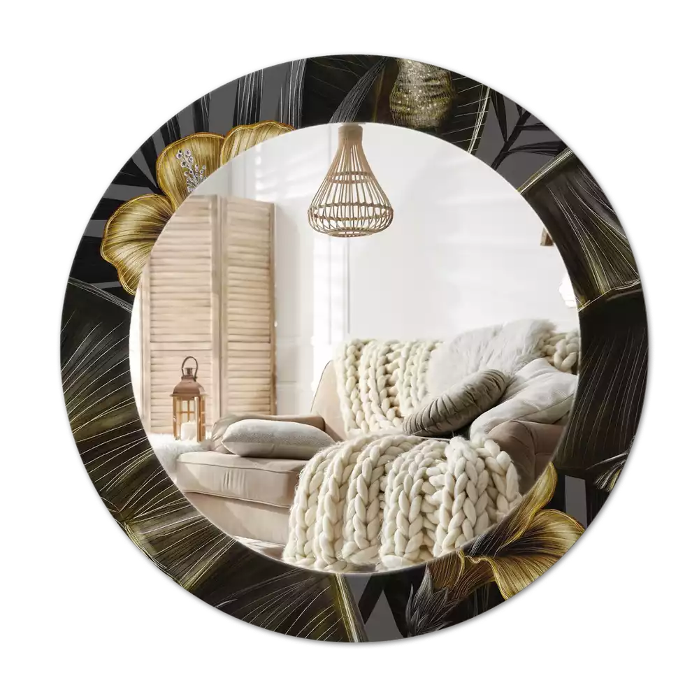 Kulaté dekorativní zrcadlo na zeď Květy ibišku