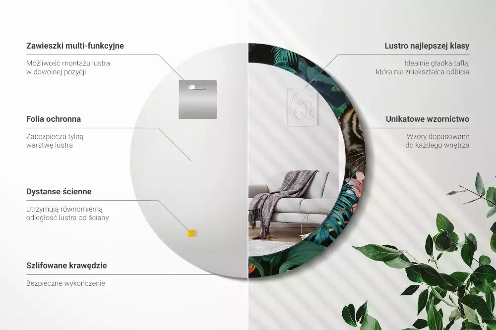 Kulaté zrcadlo s potiskem Vintage džungle