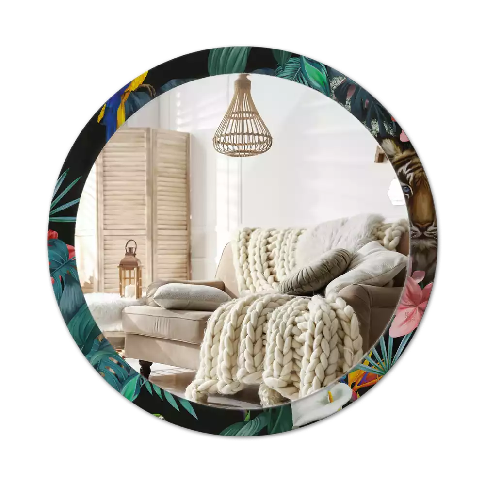 Kulaté zrcadlo s potiskem Vintage džungle