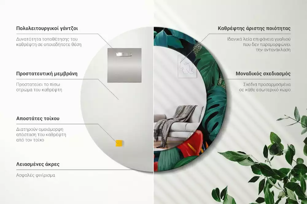 Kulaté zrcadlo s potiskem Vintage džungle