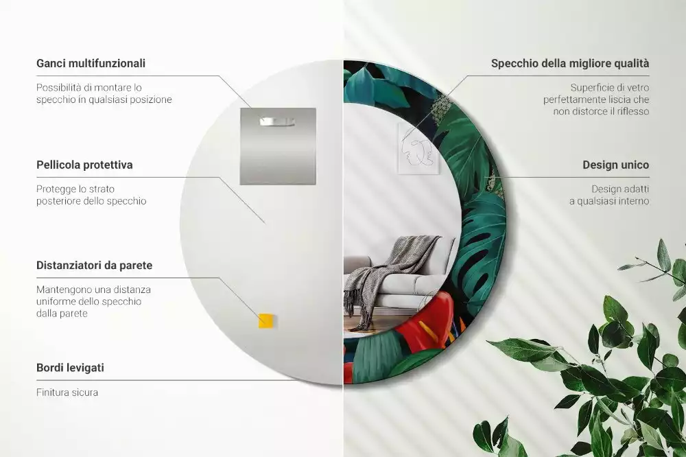 Kulaté zrcadlo s potiskem Vintage džungle