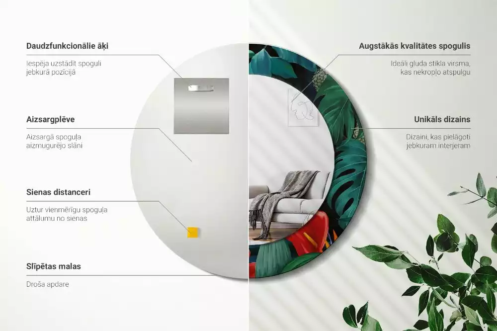 Kulaté zrcadlo s potiskem Vintage džungle