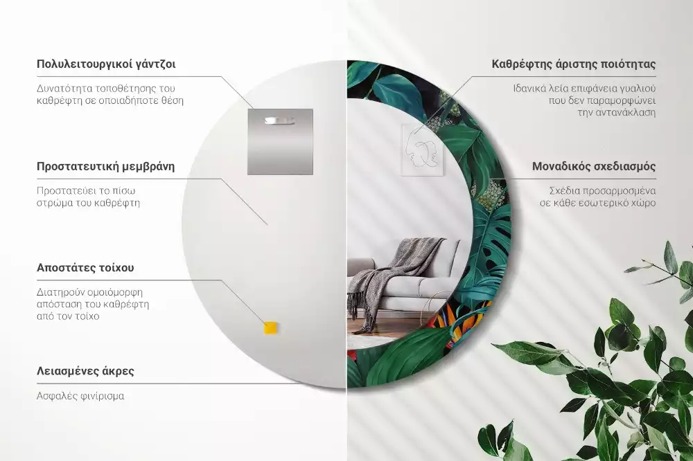 Kulaté zrcadlo s potiskem Vintage džungle