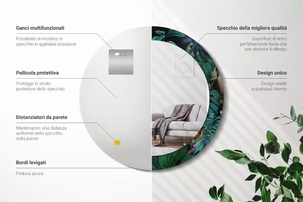 Kulaté zrcadlo s potiskem Vintage džungle