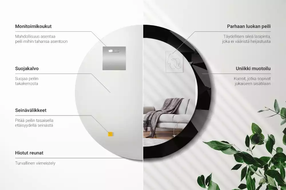 Kulaté dekorativní zrcadlo Abstraktní černá