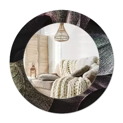 Kulaté dekorativní zrcadlo na zeď Tmavé tropické listy