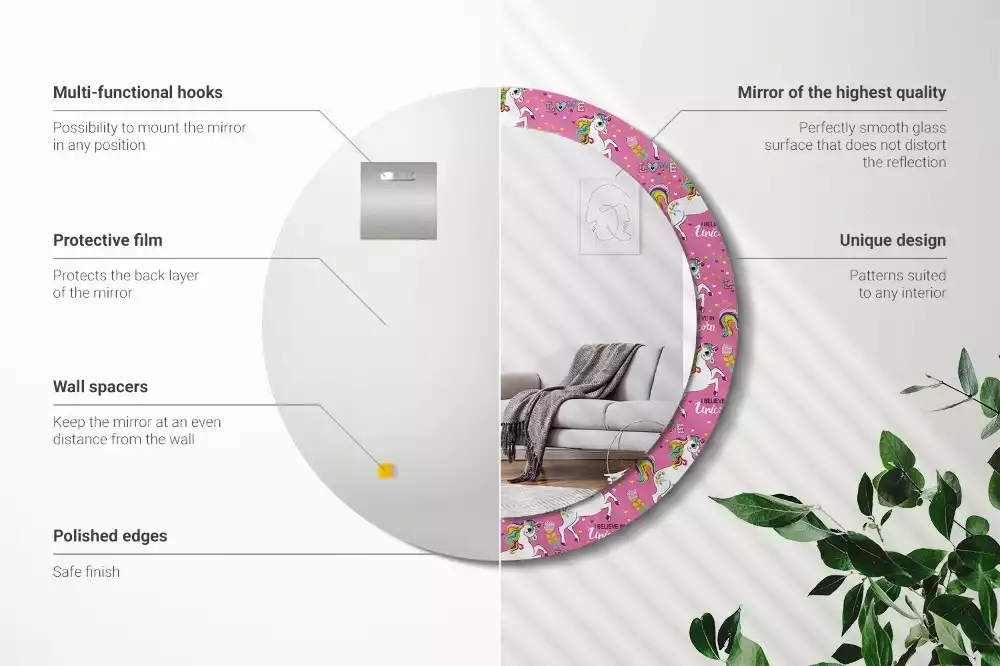 Kulaté dekorativní zrcadlo Magický jednorožec