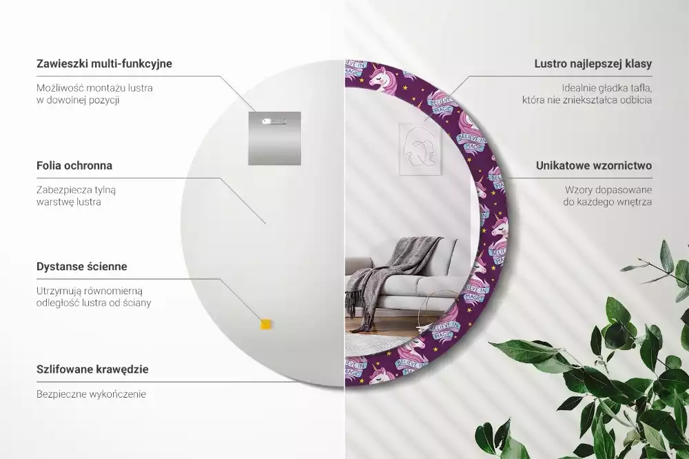 Kulaté zrcadlo s potiskem Hvězdný jednorožec