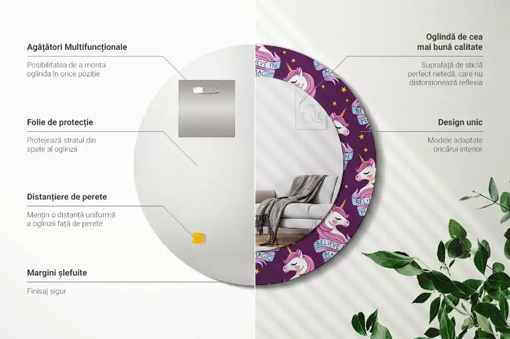 Kulaté zrcadlo s potiskem Hvězdný jednorožec