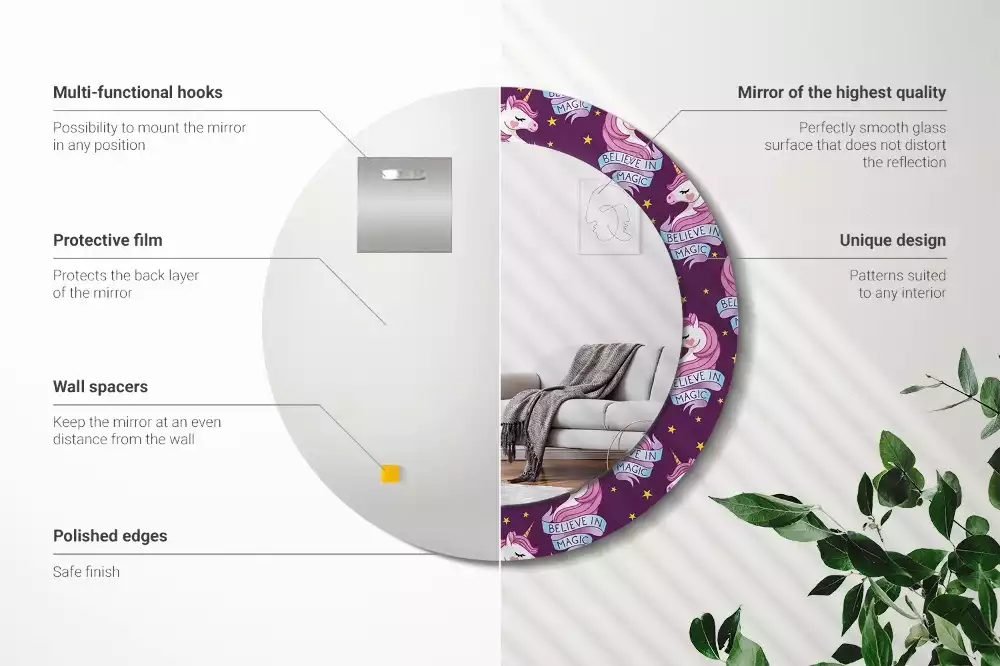 Kulaté zrcadlo s potiskem Hvězdný jednorožec