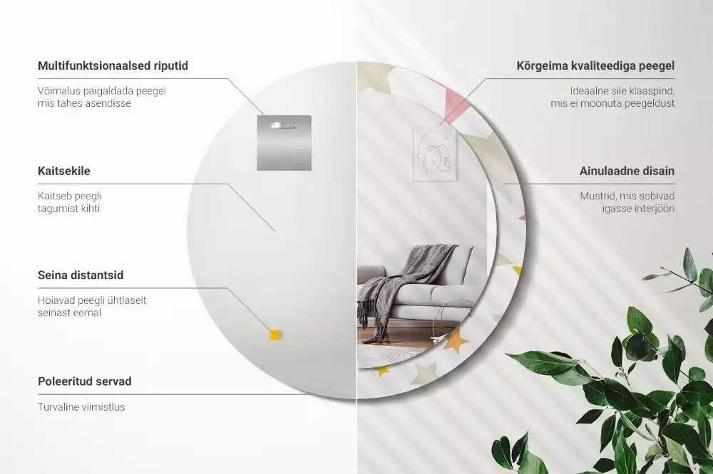 Kulaté zrcadlo s potiskem Pastelové hvězdy