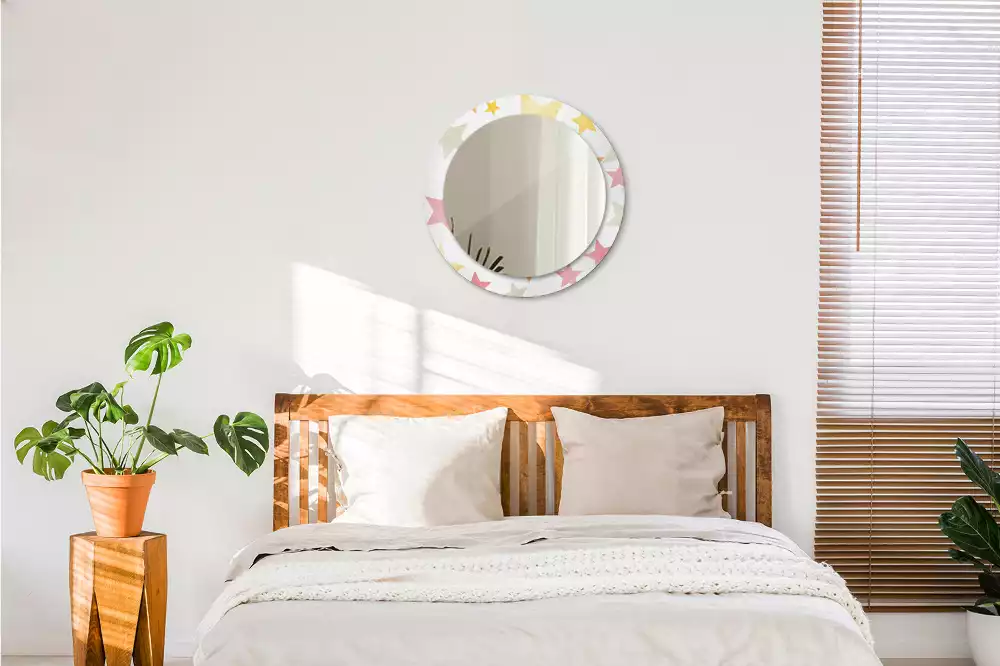 Kulaté zrcadlo s potiskem Pastelové hvězdy