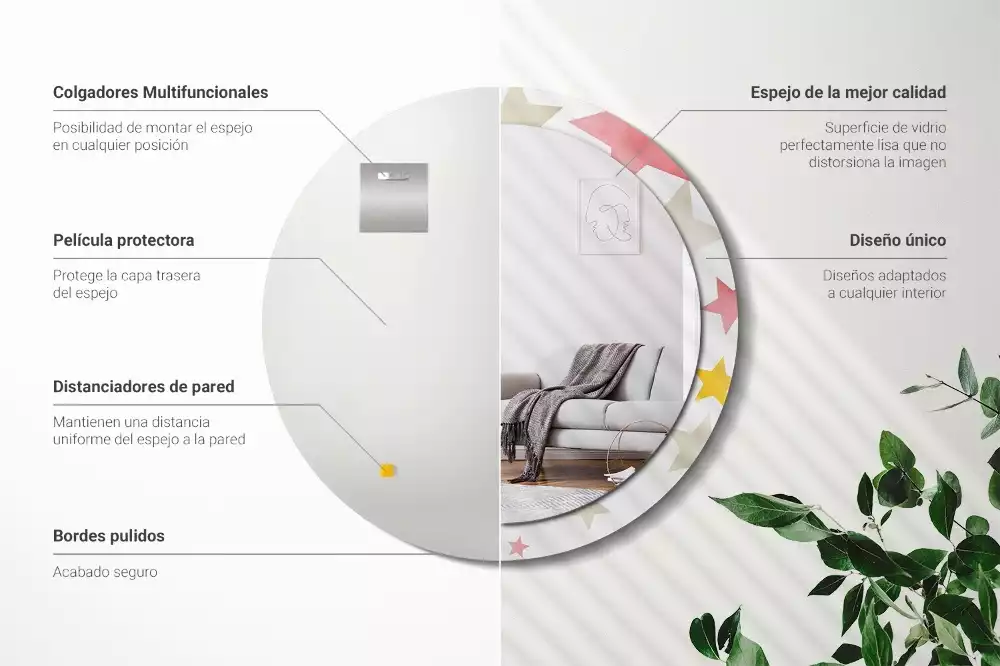 Kulaté zrcadlo s potiskem Pastelové hvězdy