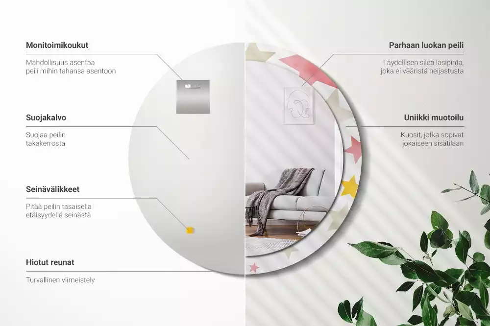 Kulaté zrcadlo s potiskem Pastelové hvězdy