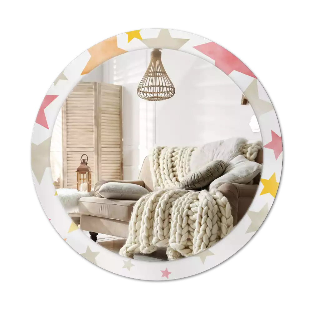 Kulaté zrcadlo s potiskem Pastelové hvězdy