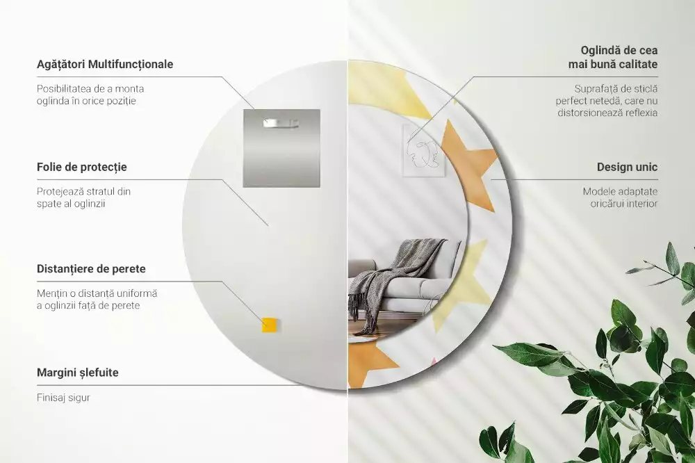 Kulaté zrcadlo s potiskem Pastelové hvězdy