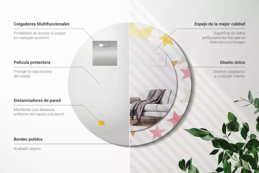 Kulaté zrcadlo s potiskem Pastelové hvězdy