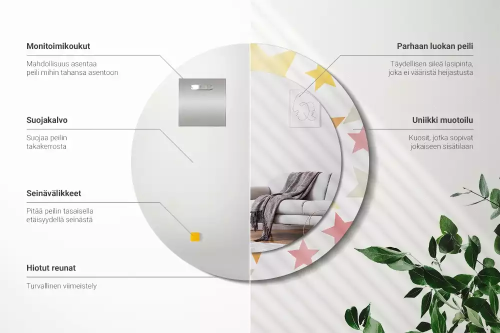 Kulaté zrcadlo s potiskem Pastelové hvězdy