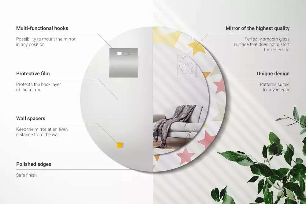 Kulaté zrcadlo s potiskem Pastelové hvězdy