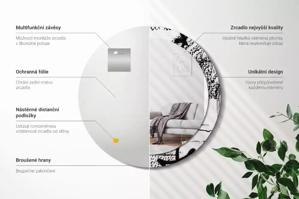 Kulaté zrcadlo s potiskem Graffiti vzor