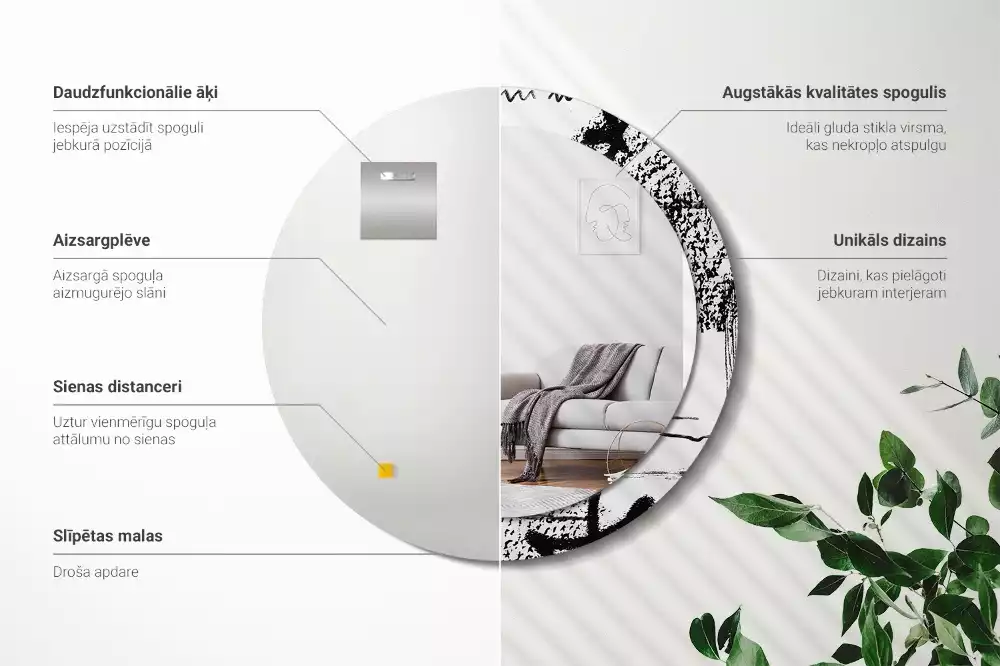 Kulaté zrcadlo s potiskem Graffiti vzor