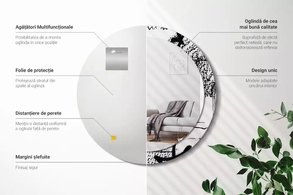 Kulaté zrcadlo s potiskem Graffiti vzor