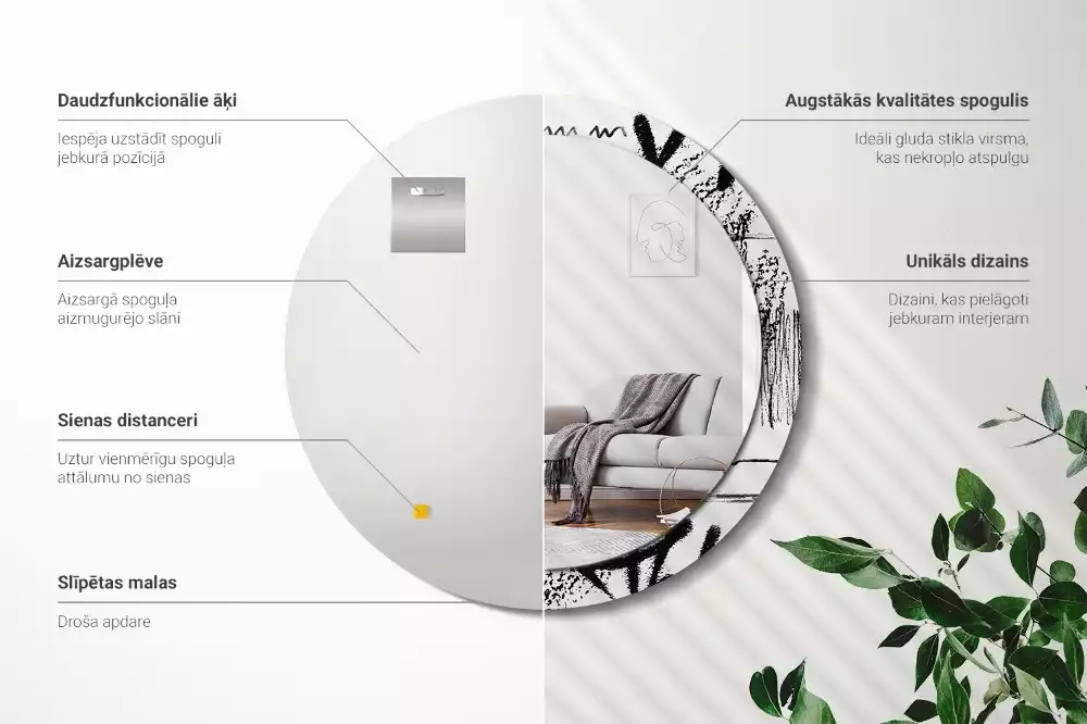 Kulaté zrcadlo s potiskem Graffiti vzor