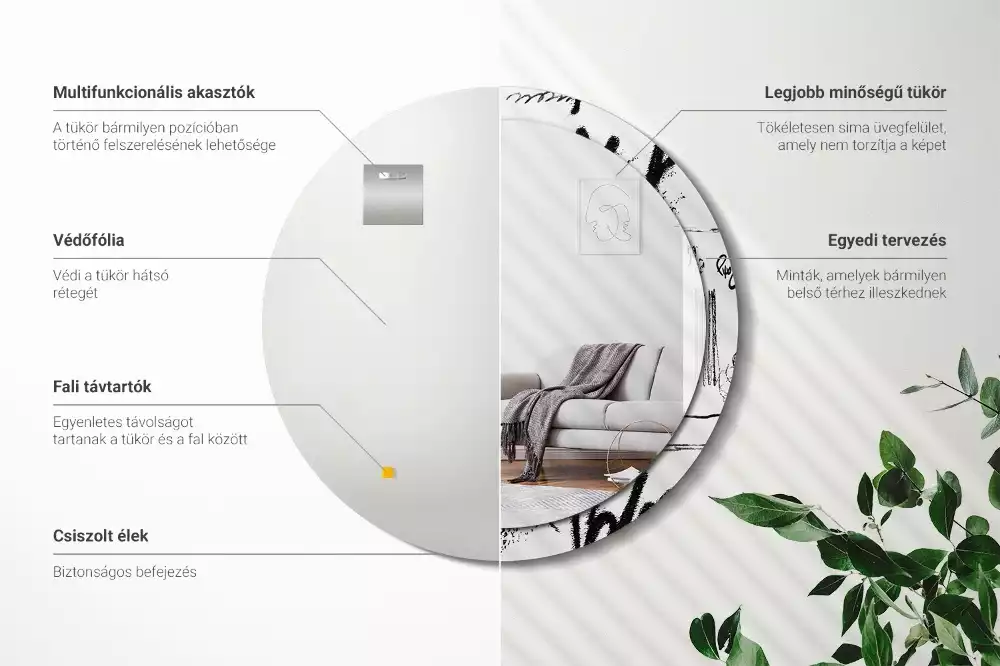 Kulaté zrcadlo s potiskem Graffiti vzor