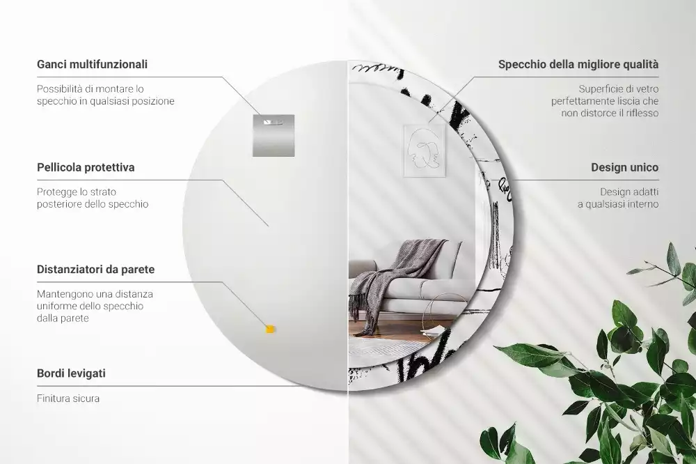 Kulaté zrcadlo s potiskem Graffiti vzor