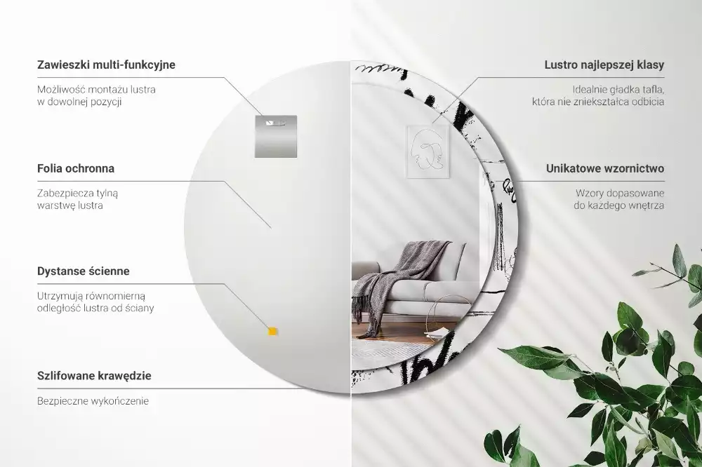 Kulaté zrcadlo s potiskem Graffiti vzor