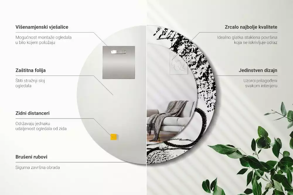 Kulaté zrcadlo s potiskem Graffiti vzor