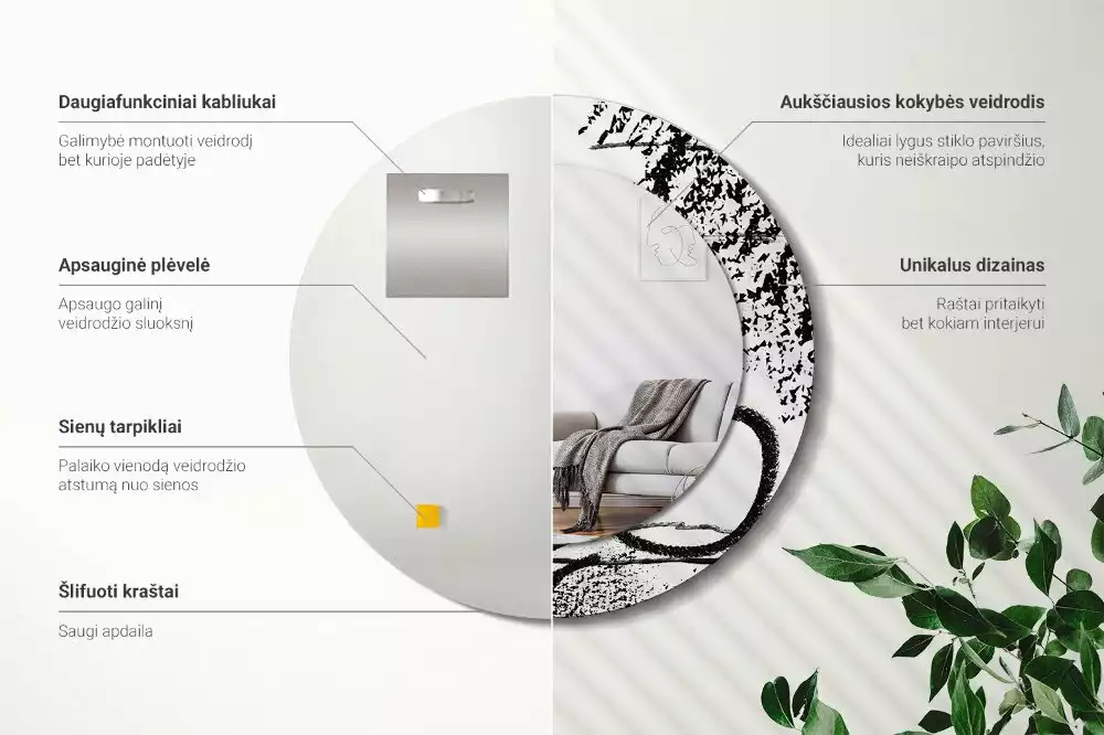 Kulaté zrcadlo s potiskem Graffiti vzor