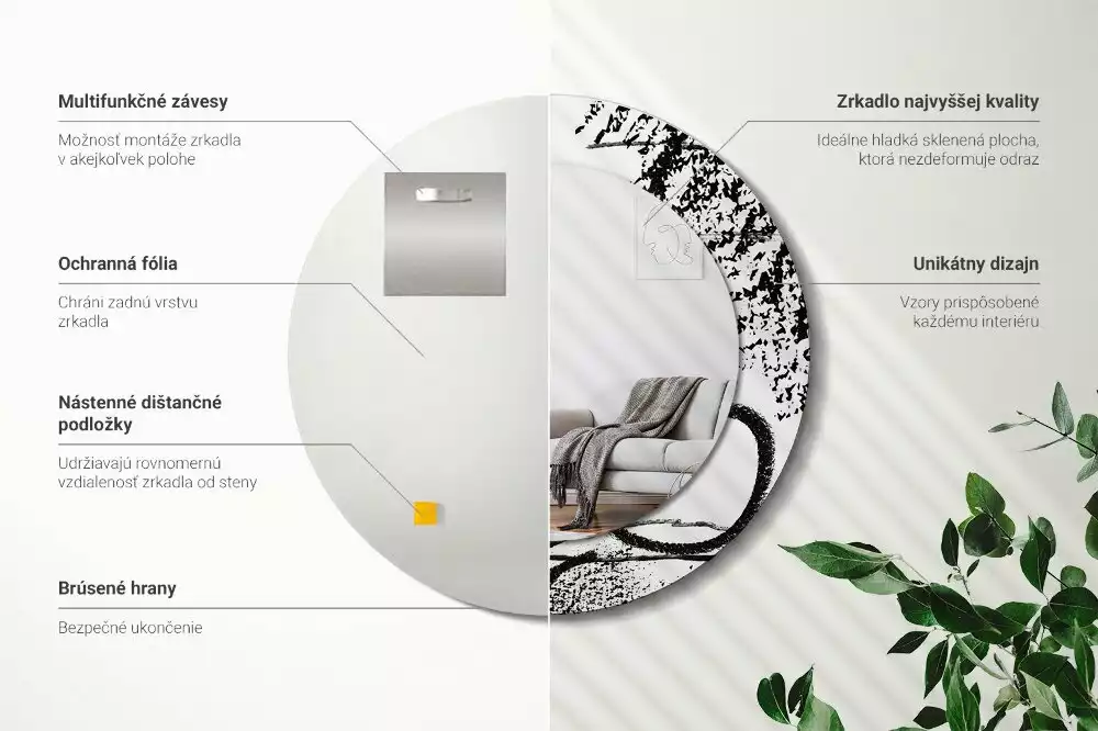 Kulaté zrcadlo s potiskem Graffiti vzor