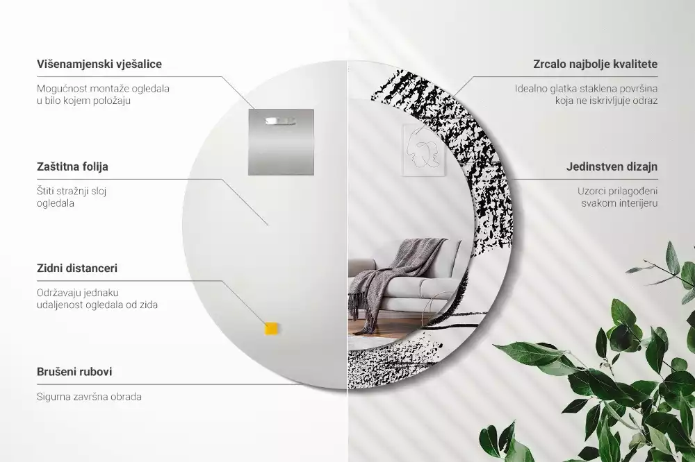 Kulaté zrcadlo s potiskem Graffiti vzor