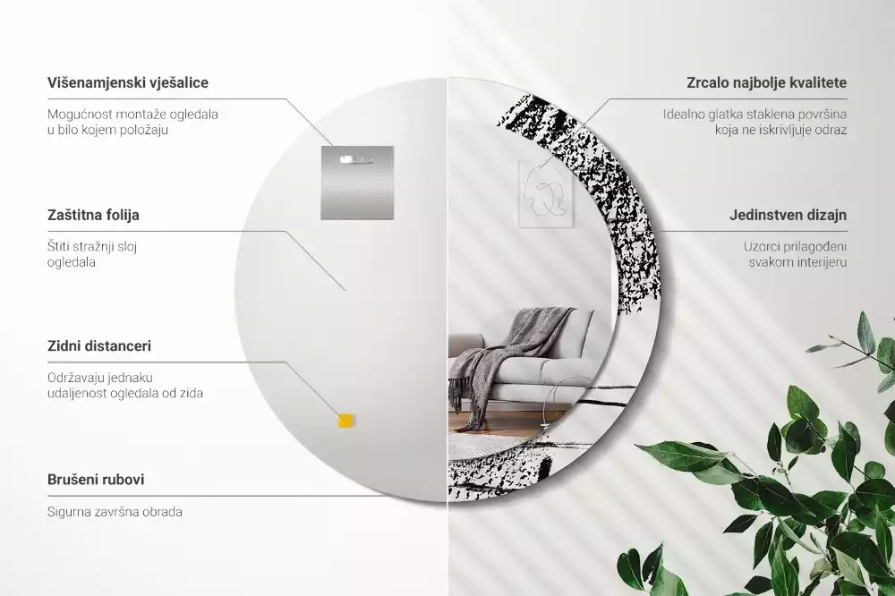 Kulaté zrcadlo s potiskem Graffiti vzor