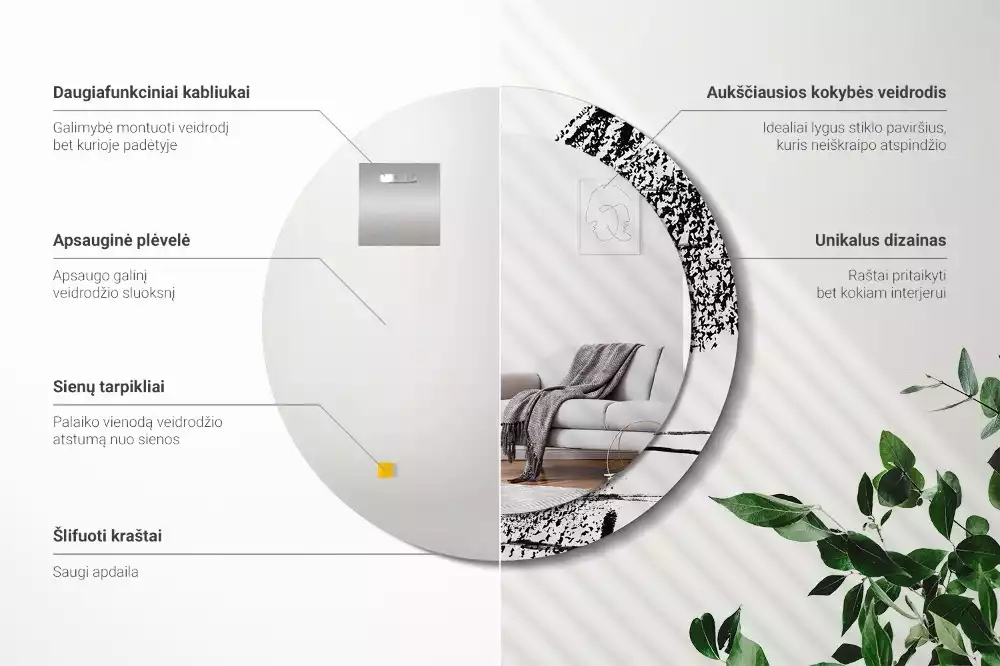 Kulaté zrcadlo s potiskem Graffiti vzor