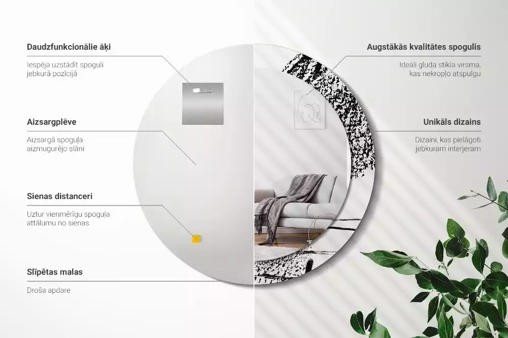 Kulaté zrcadlo s potiskem Graffiti vzor