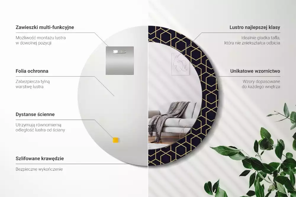 Kulaté dekorativní zrcadlo Abstraktní geometrické