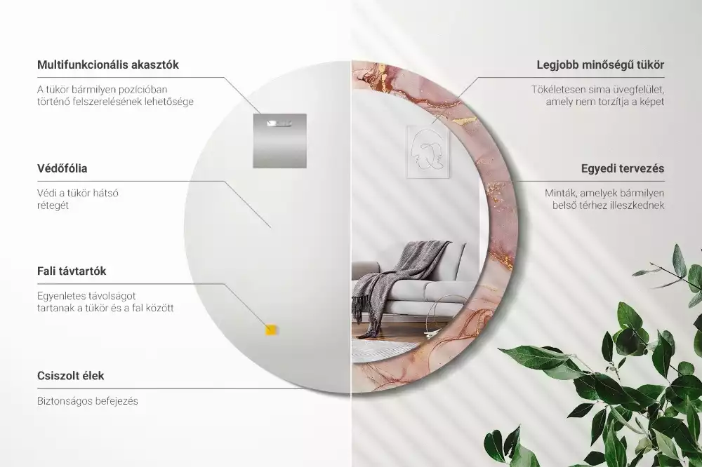 Kulaté zrcadlo s potiskem Abstraktní tekutina