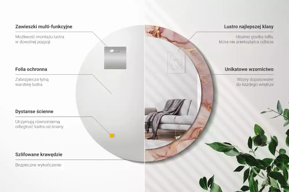 Kulaté zrcadlo s potiskem Abstraktní tekutina