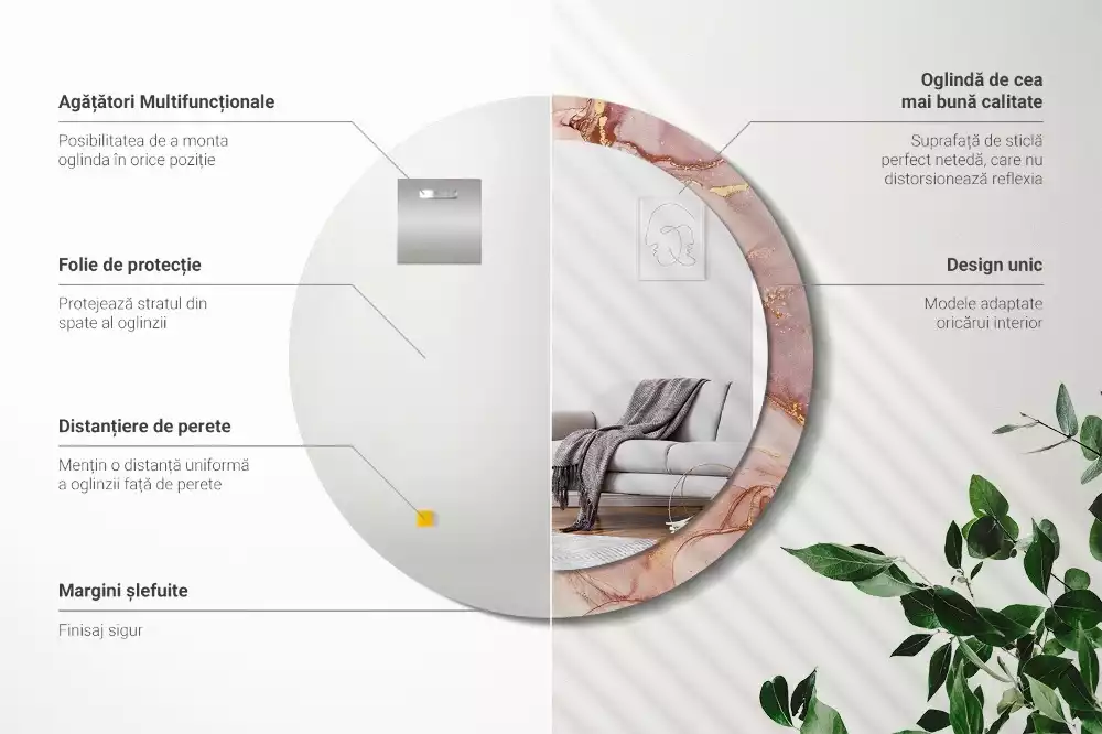 Kulaté zrcadlo s potiskem Abstraktní tekutina