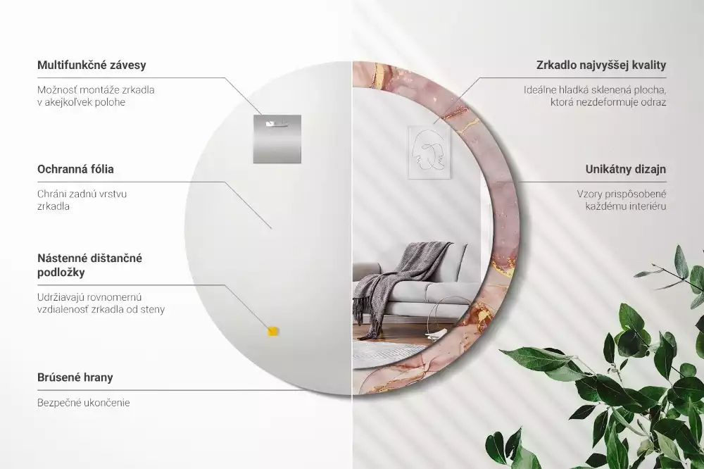 Kulaté zrcadlo s potiskem Abstraktní tekutina