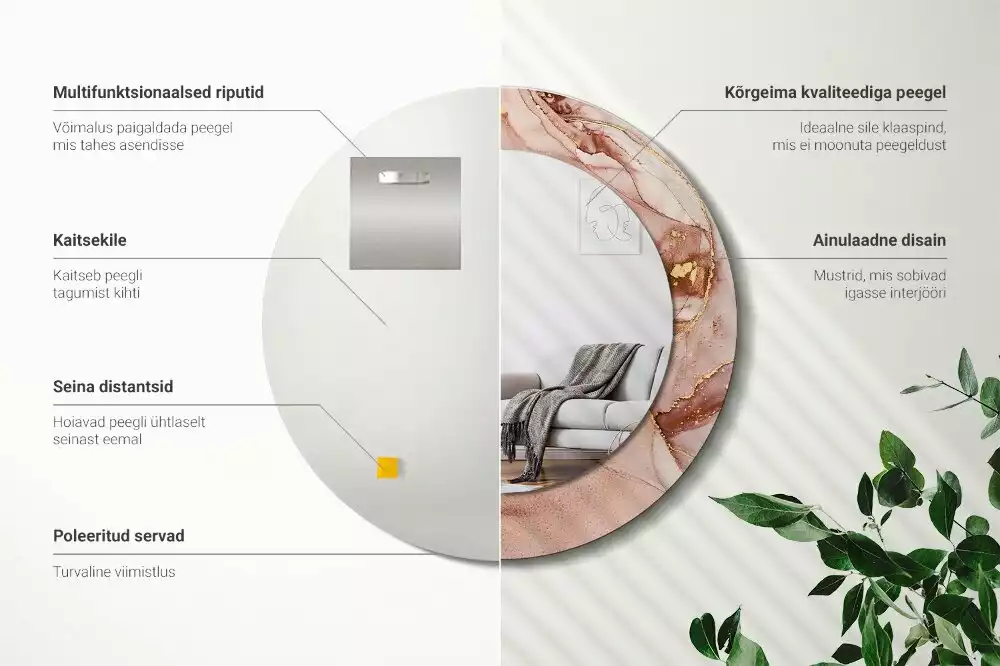 Kulaté zrcadlo s potiskem Abstraktní tekutina